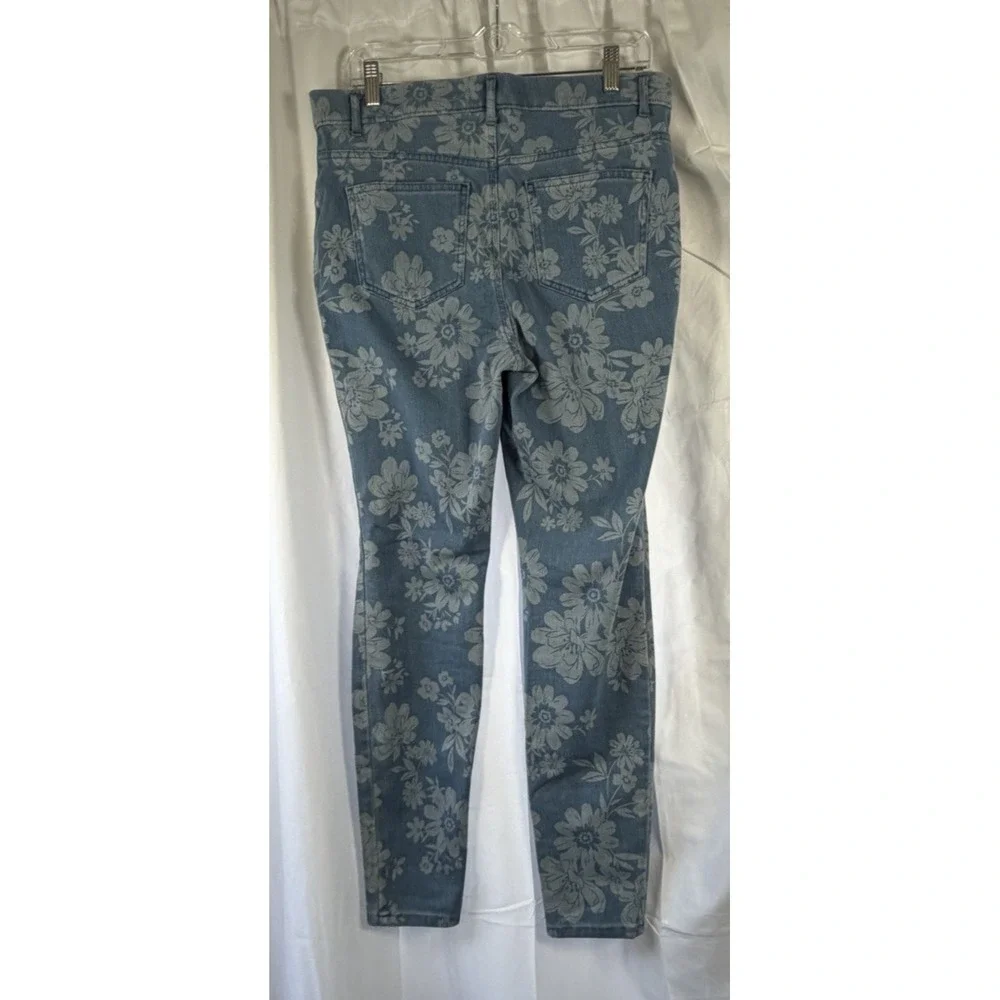 Time And Tru‎ Women's High Rise Jeggings Pants Stretch Floral Denim L(12-14)